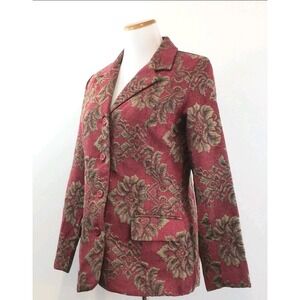 Cotttagecore Prairie DENIM & CO Womens Tapestry Blazer Lined Jacket Boho- M